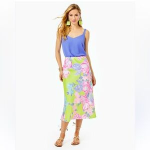 Lilly Pulitzer Cory Midi Skirt Matcha Green  Boho Babe 4 EUC